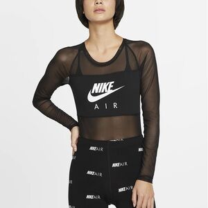 Nike Black Sheer Long Sleeve Bodysuit size medium